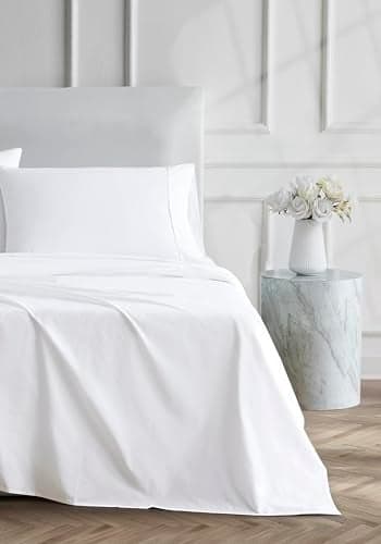 Linen Closet Luxury Cotton 400 Thread Count Ultimate Cotton Percale 4Piece Sheet Set Full Arctic White