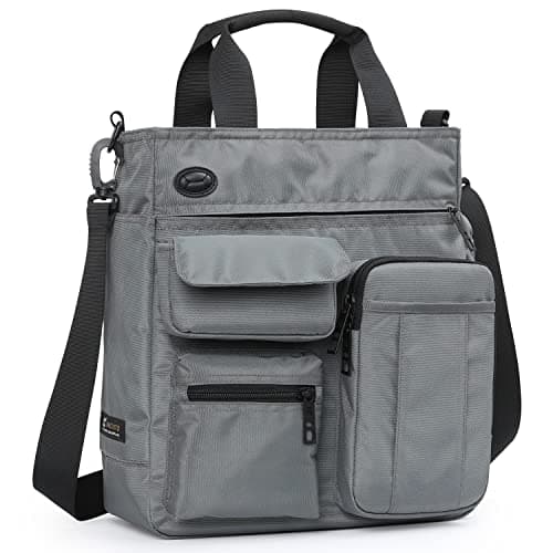IX INOXTO Mens Messenger Bag Laptop Shoulder Bag Computer Work Office Bag Waterproof Briefcases for Travel Work grey