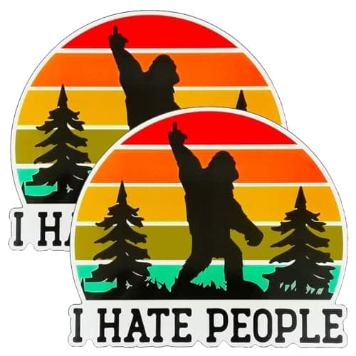 ZIMISI 5 I Hate People Car Sticker Decal Funny Bumper Stickers Sarcastic Sasquatch Decal Waterproof Vinyl Bigfoot Stickers Fits Car Helmet Laptop Water Bottle Window Truck Skateboard 2PCS