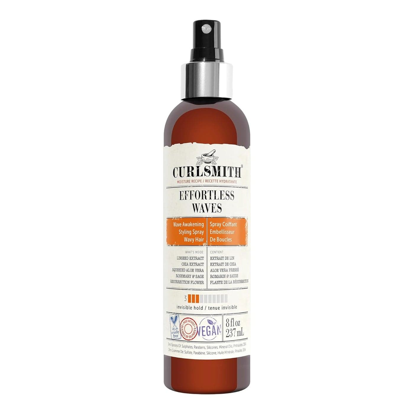 CURLSMITH Effortless Waves Styling Spray Lightweight and Moisturising Reduce Frizz Natural Look For Wavy and Curly Hair Vegan 8oz