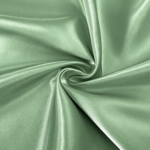 Horbaunal Sage Green Satin Fabric 60 Inch Wide by The Yard, Soft Charmeuse Satin Fabric for Wedding Dress, DIY Craftings, Costumes, 1 Yard