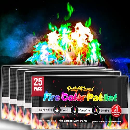 Fire Color Fire Color Changing Packets Fire Pit (25 Pack) - Perfect for Any Campfire, Bonfire & Outdoor Fireplaces - Perfect Magic Cosmic Mystical Campfire Accessories - Camping Games