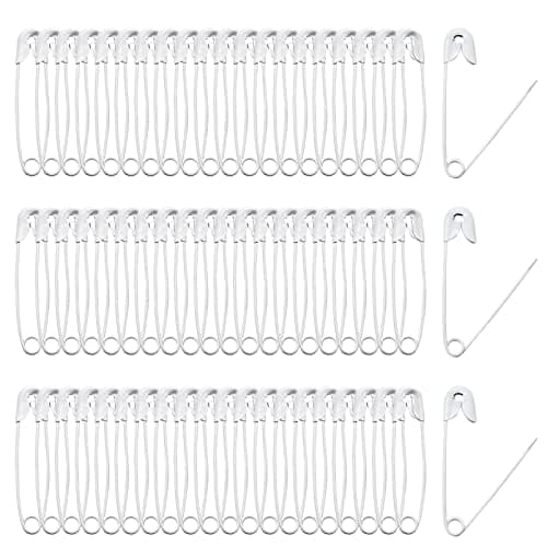 Qjaiune 100 PCS 30mm 12 Inch Safety Pins Heavy Duty Quilting Pins Colored Safety Pins Bulk Metal Sewing Pins Premium Sharp Safety Pins for DIY Crafts Jewelry Making Baby Clothing White