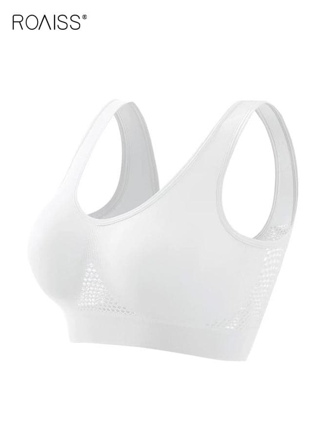 Womens Sports Brapadded Sports Bras Women Medium Impact, Push up Seamless Breathable for Yoga Running Crop Top Grid Hollow Breathable Bra