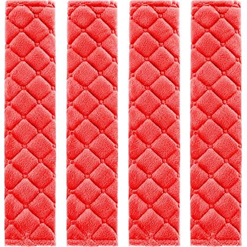 Tatuo 4 Pack Seat Belt Cover Extra Long Seat Belt Pads for Car Soft Comfort Shoulder Strap Covers Harness Pads Helps Protect Your Neck and Shoulder(10.6 Inch,Red)