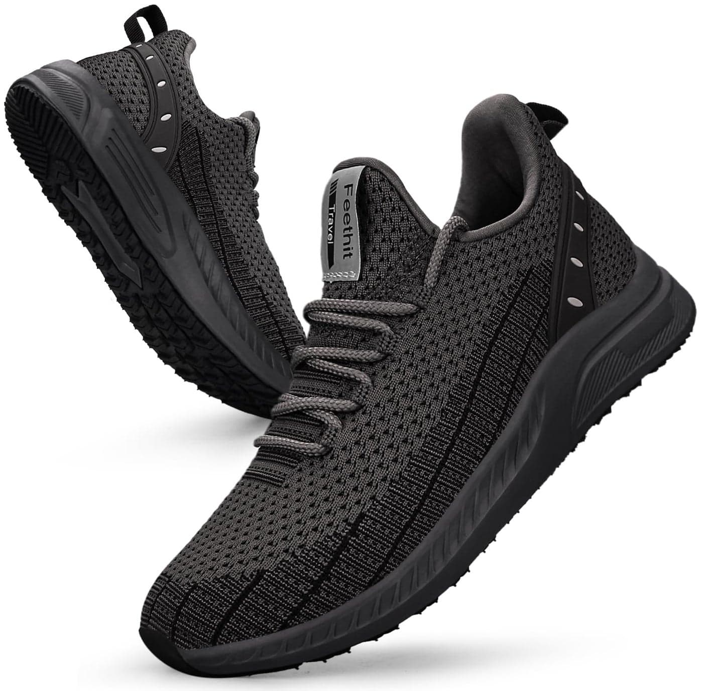 Feethit Women Tennis Running Shoes Walking Shoes Lightweight Casual Sneakers for Travel Gym Work Woman Waitress Nurse Dark Grey 8