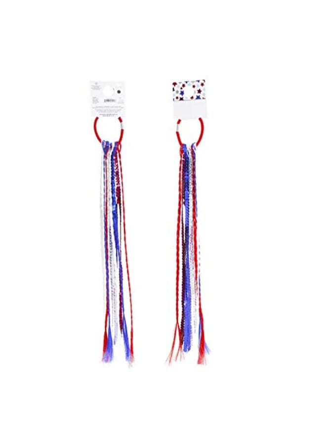 BinaryABC 4th of July American Flag Hair Ties BandsPatriotic Hair AccessoriesMemorial Day Independence Day Decorations2Pcs
