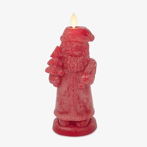 Luminara Flameless Holiday LED Candle Battery Operated Moving Flame Red Santa Pack of 13x7 Unscented Indoor Realistic Flickering Safe