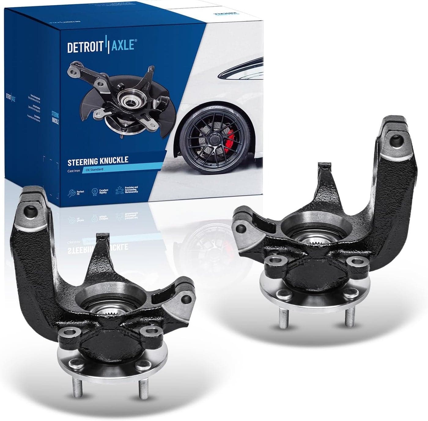 Detroit Axle Front 2pc Steering Knuckles & Wheel Bearing Hubs for 2006-2011 Ford Focus