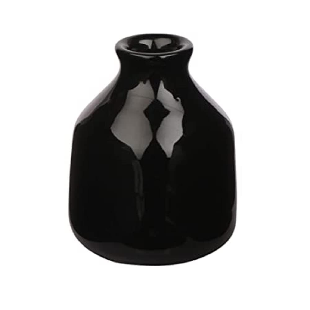 Mkd2 Rise Ceramic Flower Vase Pot Small Black 1 Piece for Home Decor Living Room Bedroom Center Table and Office Decoration