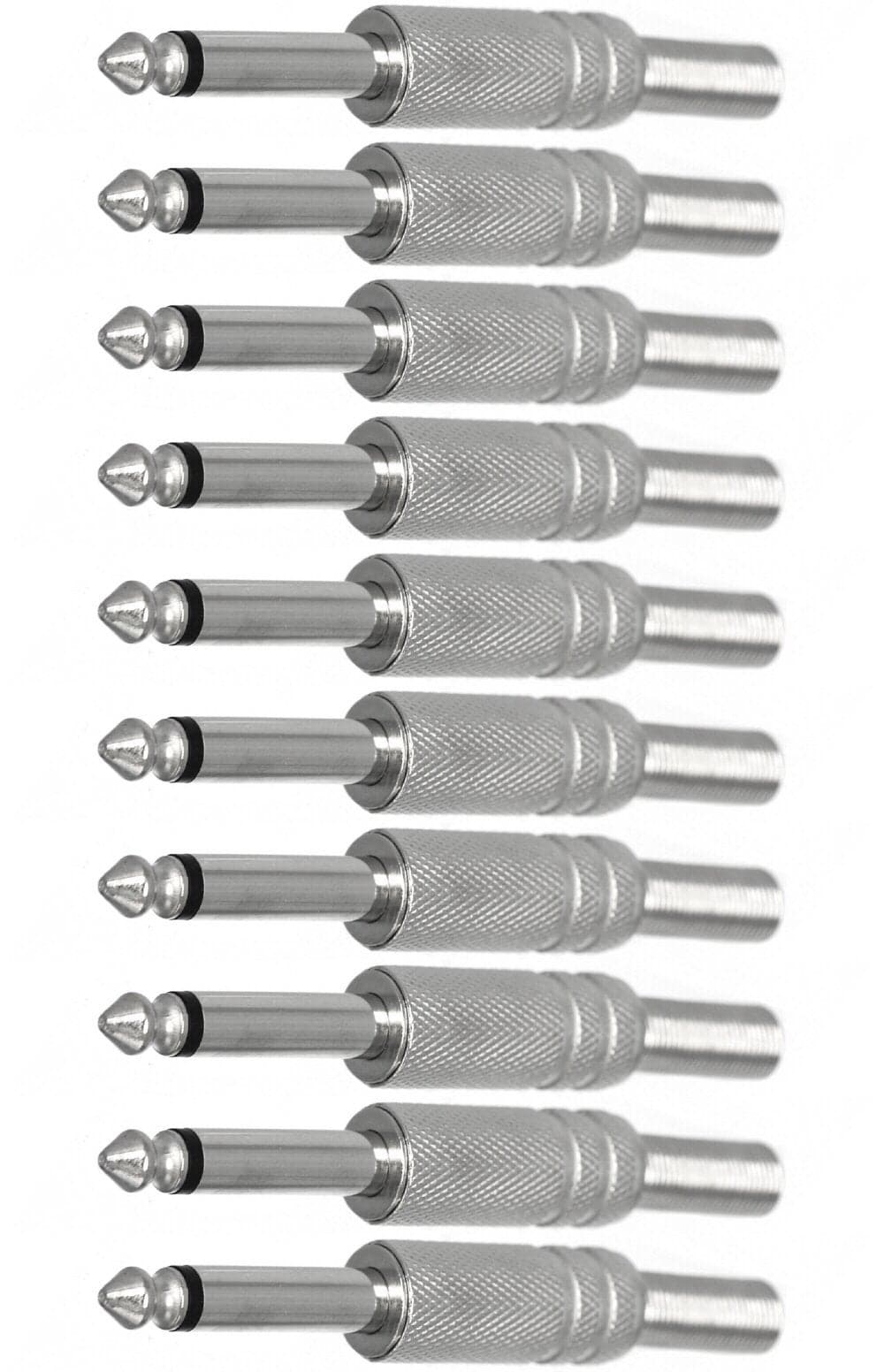 CESS 1/4 Inch TS Audio Phono Tone Male Plug Cable Connector - 1/4" 6.35mm TS Guitar Cable Plug (10 Pack)