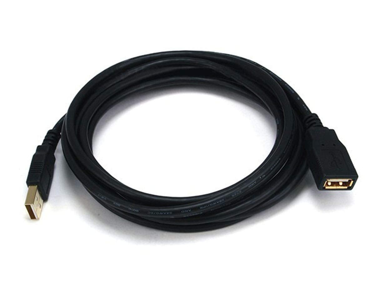 Monoprice 10-Feet USB 2.0 A Male to A Female Extension 28/24AWG Cable (Gold Plated) (105434),Black
