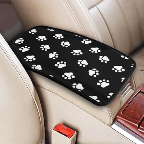 TUFOSERY Dog Paw Prints Auto Center Console Armrest Cover Pad Universal Fit Waterproof Comfort Car Armrest Cushion for Most Vehicle SUV Truck