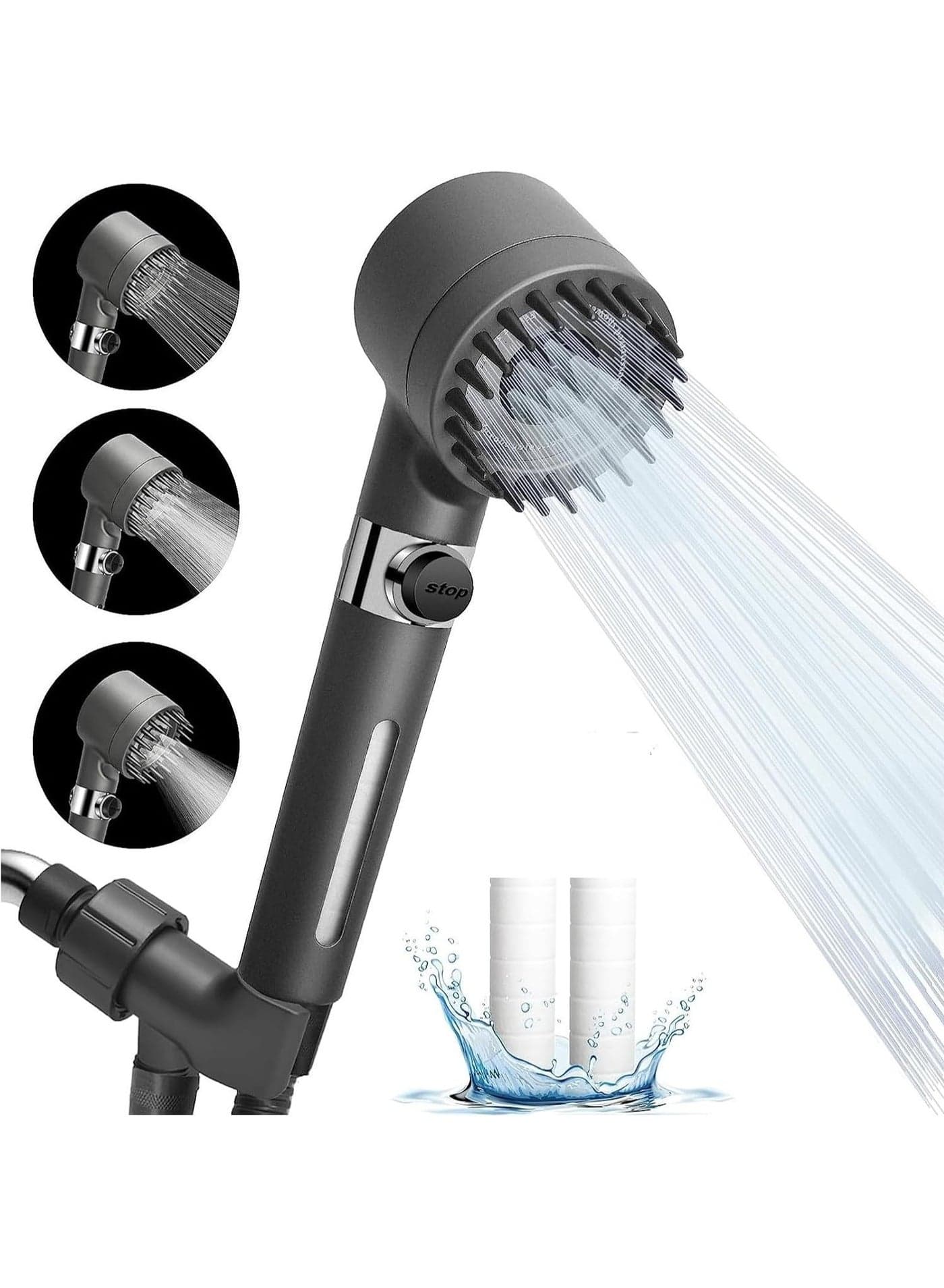 1pc Multi-Functional Adjustable Shower Head with High Pressure and Body Spray - One-Button Water Stop for Bathroom - Enhance Your Bathing Experience