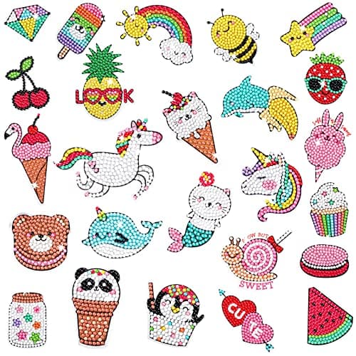 Cymbana 5D Painting Diamond Stickers Kits 25 Pcs Diamonds Dots Arts and Crafts for Kids Ages 68 812 Contains Unicorn Mermaid Cat