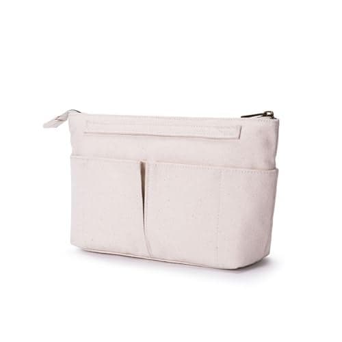 YONBEN Tote Organizer Insert Purse Organizer for Handbags Cotton Canvas Simple Style Multiple Compartments (Beige)