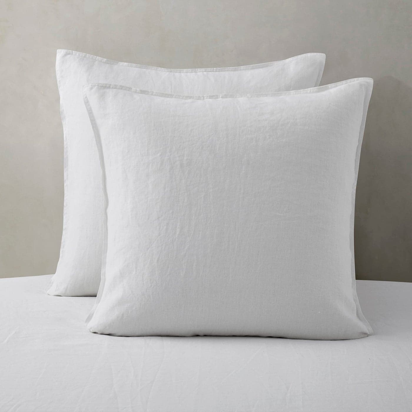 ATLINIA Linen Pillow Cases Euro Sham 26 x 26 Inch Bed Pillow Protector Cover Set of 2 Bedding Cooling Neutral Pillowcase Shams White