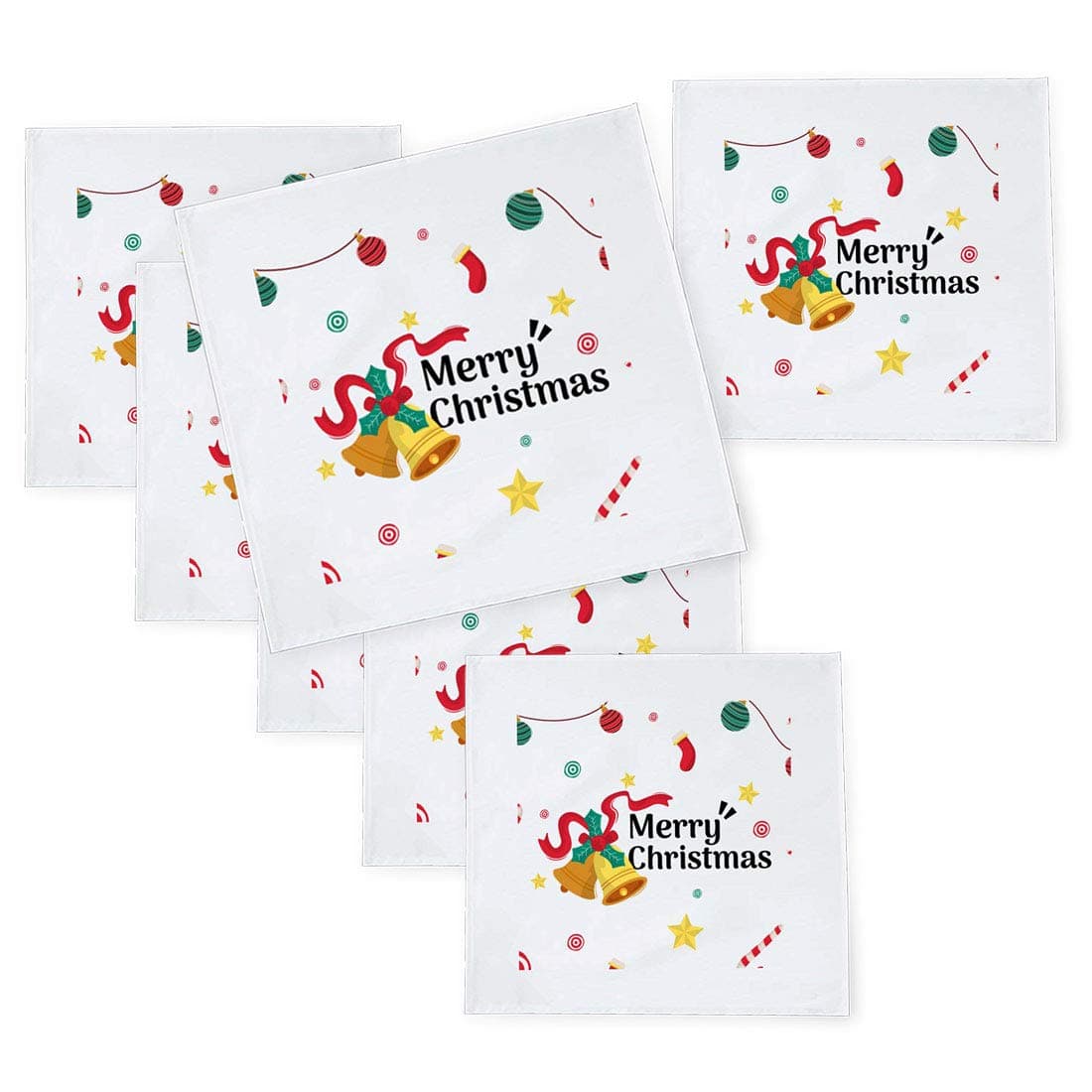 Khakee 6 Pcs Christmas Theme Tafta Silk Table Napkins 10x 10 for Xmas Decoration Christmas OrnamentsChristmas Gift npxmas191P