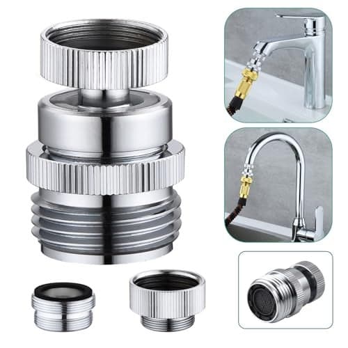 SNUTUYA Faucet to Garden Hose Adapter,Brass 3/4-Inch Garden Hose Adapter with Aerator, 360-degree Swivel for Kitchen And Bathroom,Chrome