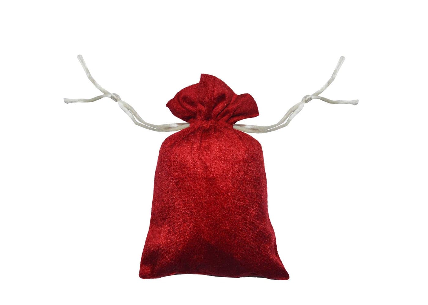 Khooti Velvet Fabric Gift Pouch/Jewellery Pouch Potli Bag, 7x5 Inches (Red)(Pack of 5)