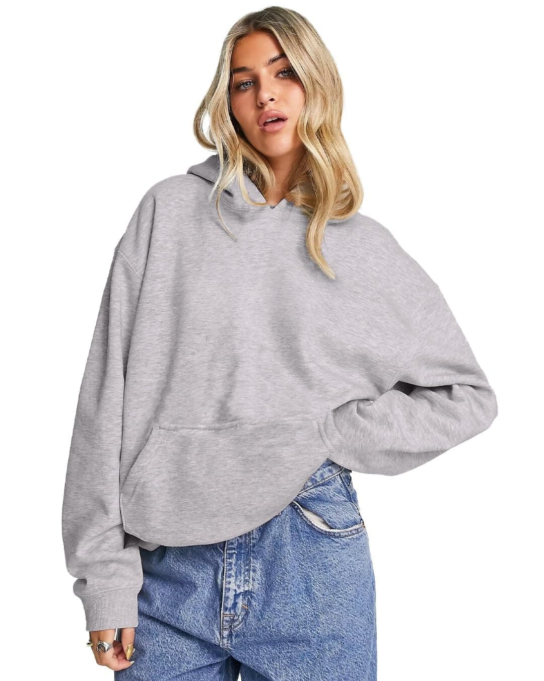 LEOTUDE Women's Loose Fit Full Sleeve Loopknit Round Neck Loose Sweatshirt (GRL88WGRAY_P_Grey_2XL)