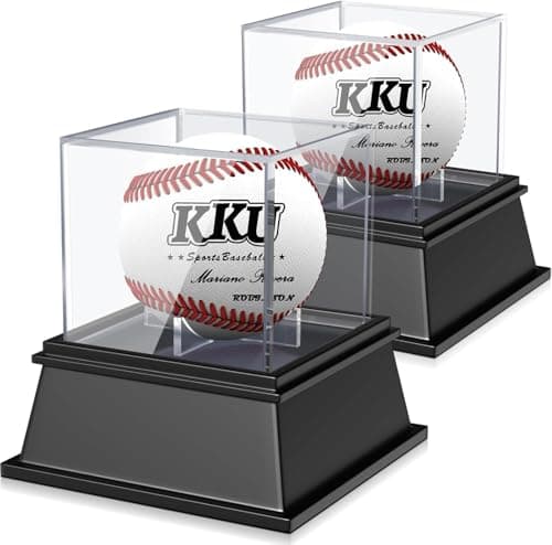 KKU Baseball Display Case 2 Pack Baseball Holder for Ball Display Cube Box UV Protected Acrylic Baseball Storage Official Size Box Memorabilia Display Case for Baseball