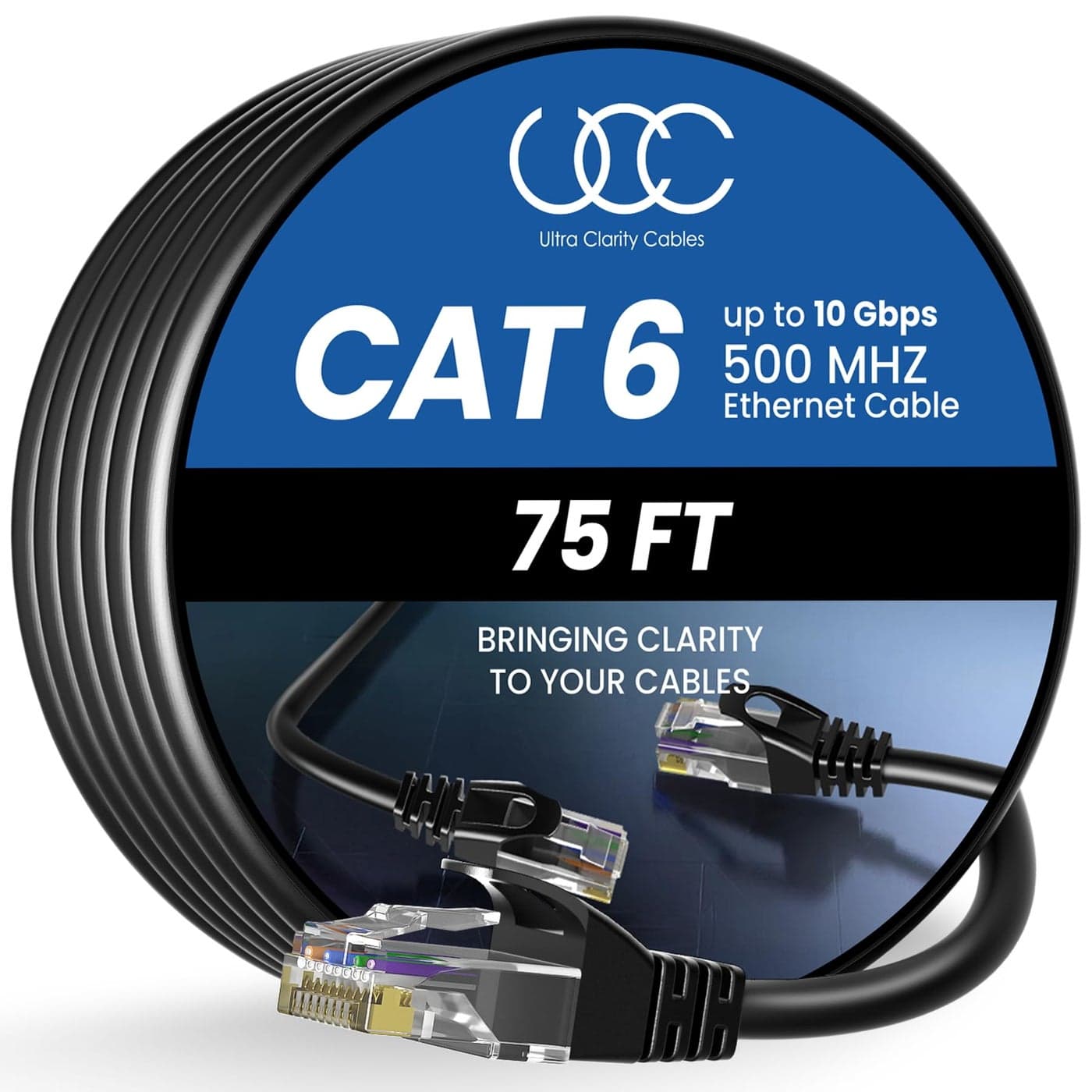 Cat 6 Ethernet Cable 75 ft 10Gbps High Speed Ethernet Cable Internet Cable OutdoorIndoor Rj45 Cat6 Cable Long Ethernet Cable for Computer Router Modem PS45 Xbox Gaming Black