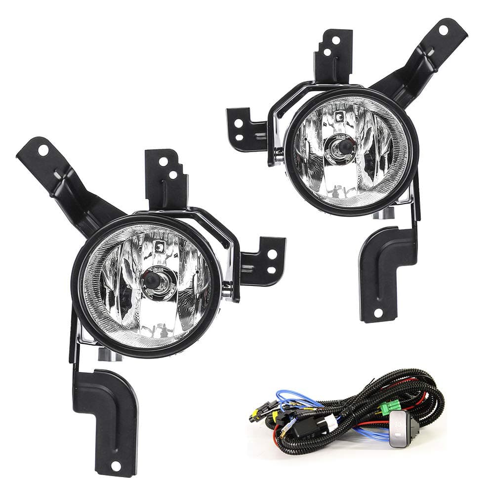 Driving Fog Lights Lamps Replacement for Honda CRV 2007 2008 2009 with H11 12V 55W Halogen Bulbs Switch and Wiring Kit Clear Lens