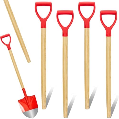 Gisafai 4 Pcs Wooden Shovel Handle Replacement Long D Shovel Handles 28.7 Inch Plastic Grip Handle for Digging Raking Tool