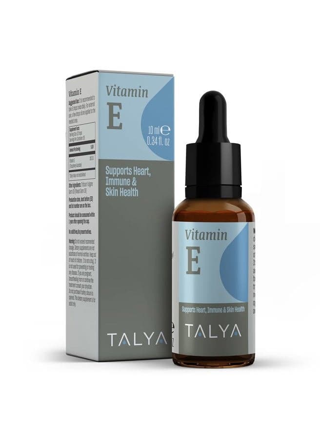 Vitamin E Liquid Drops 0.34 fl.oz | Bone, Joint, Heart Health | Vitamin E Oil for Scars & Skin | Glass Bottle with Dropper | Vitamin E Supplement, Non-GMO, Vegan