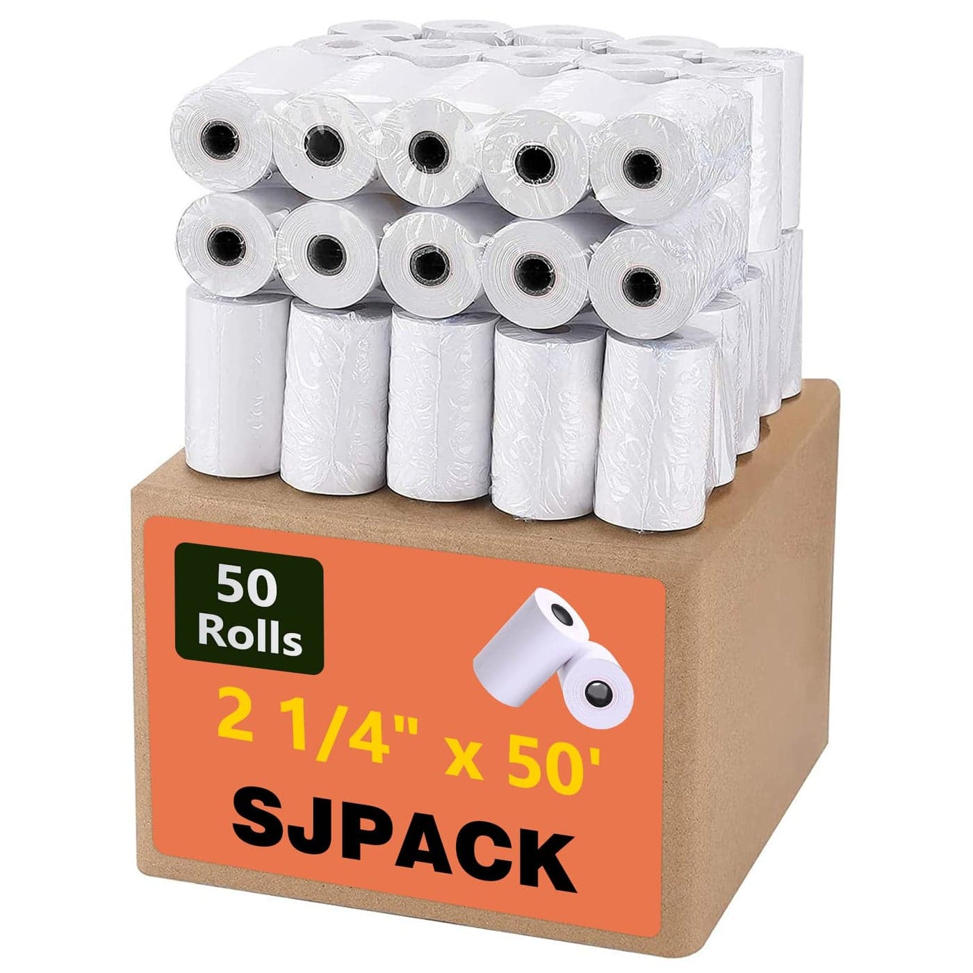 SJPACK Thermal Paper 2 14 x 50 Pos Receipt Paper 50 rolls Cash Register Roll Verifone Vx510 Vx520 Vx570 Ingenico iCT200 iCT 220 iCT250