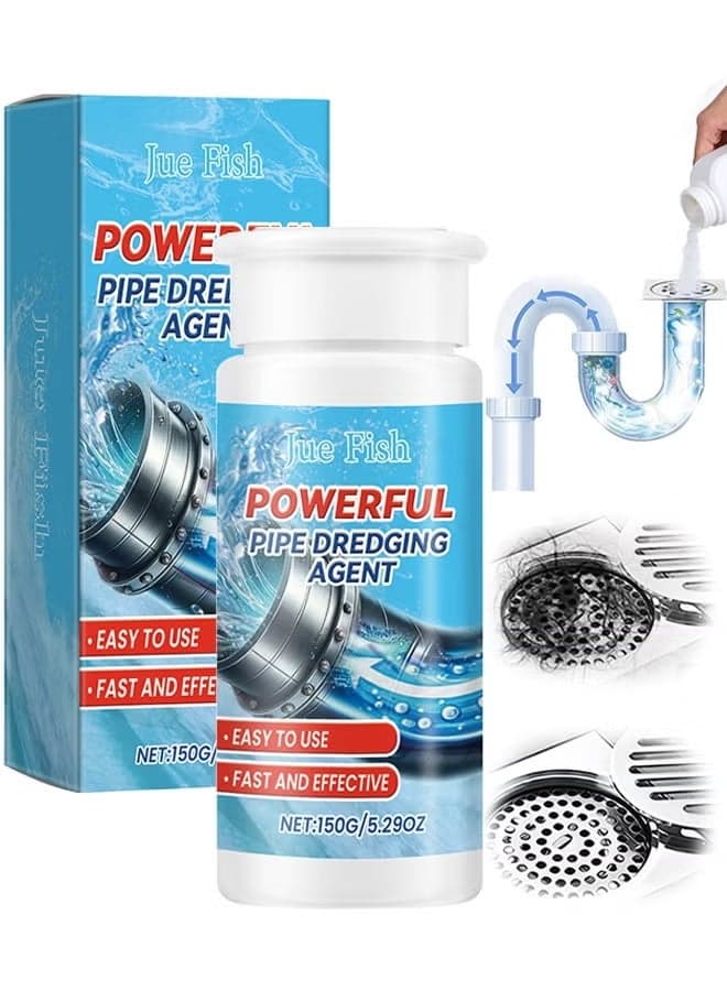 Powerful Pipe Dredging Agent, Sewer Deodoriser Pipe Unblocker, Multi-Purpose Pipe Cleaner, Drain Clog Remover And Cleaner, Toilet, Kitchen, Bathroom Drain Cleaning Agent, Quick Unclogging Sewer Cleaner, Drain Cleaner Powder, Quick To Unclog 150G