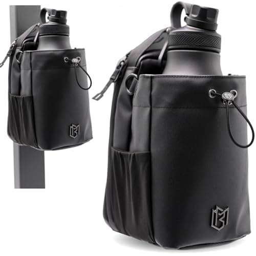 Magnetic Gym Bag for Men and Women – Sling Bottle Bag with Magnetic Attachment | Water Bottle Holder, Gym Pouch, Crossbody Bag for Sports & Travel, (Black - 64oz)