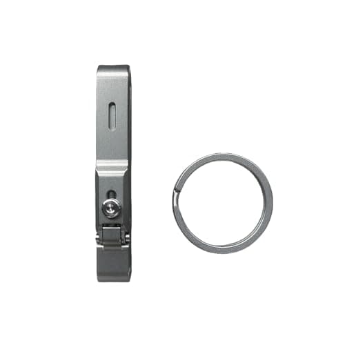 BANG TI Titanium Gr5 Mortise Lock Design Key Belt Clip Keychain Clip With One Ti ring (Patented) MB9, middle, Grey