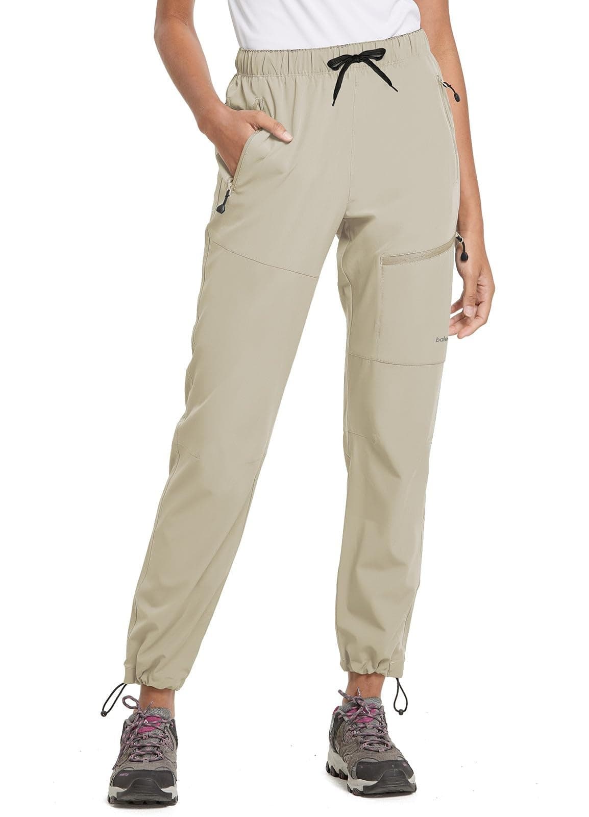 baleaf Women's Hiking Pants Quick Dry Water Resistant Lightweight Joggers Pant for All Seasons Elastic Waist Suntan Size XL
