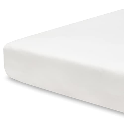 Pobibaby Single Solid Premium Fitted Baby Crib Sheets for Standard Crib Mattress UltraSoft Cotton Blend Safe and Snug and Stylish Solid Crib Sheet Soft White