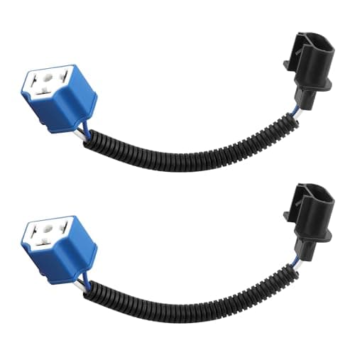 2PCS 7 Inch LED Headlight Connector Pigtail,H13 to H4 Adapter Headlight Socket,Heat Resistant Headlight Wiring Harness Compatible with Jeep Wrangler JK TJ Car Accessories