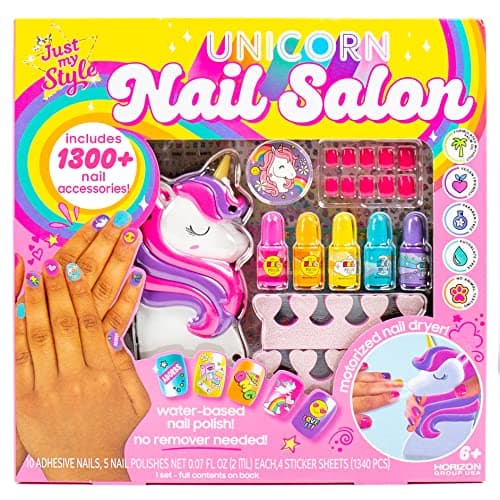 Just My Style Rainbow Unicorn Nail Art Nail Polish Set For Kids Unicorn Nails Kit Great Birthday Party or Sleepover Activity Girls Night Manicure Set For Kids Ages 6 7 8 9