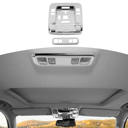 RT-TCZ for Silverado Overhead Console Panel Trim Dome Light Cover Chrome for Chevy Silverado GMC Sierra 2014-2018 Chrome Interior Accessories 3pcs