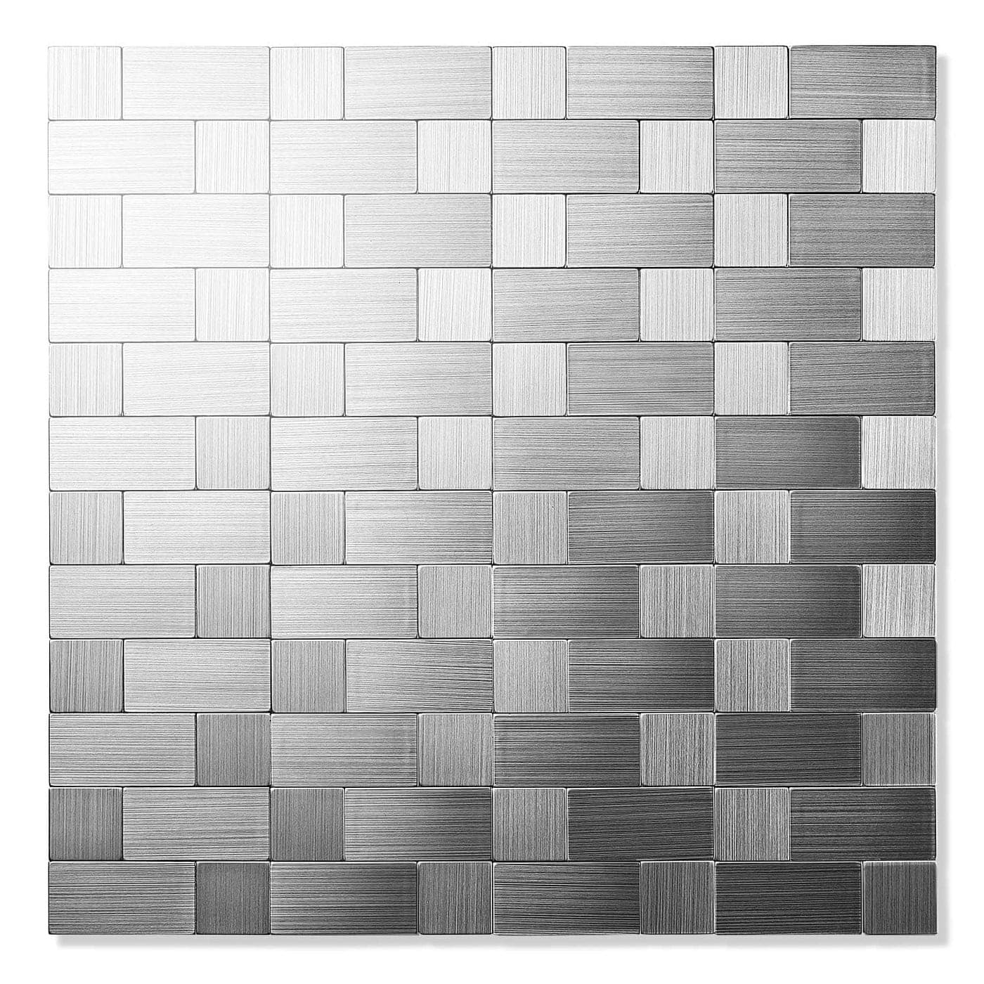 VBM Peel and Stick Metal Backsplash Tiles SelfAdhesive Aluminum Wall Decor 3D Wall Sticker Oil Waterproof for Kitchen Glosy Silver 10