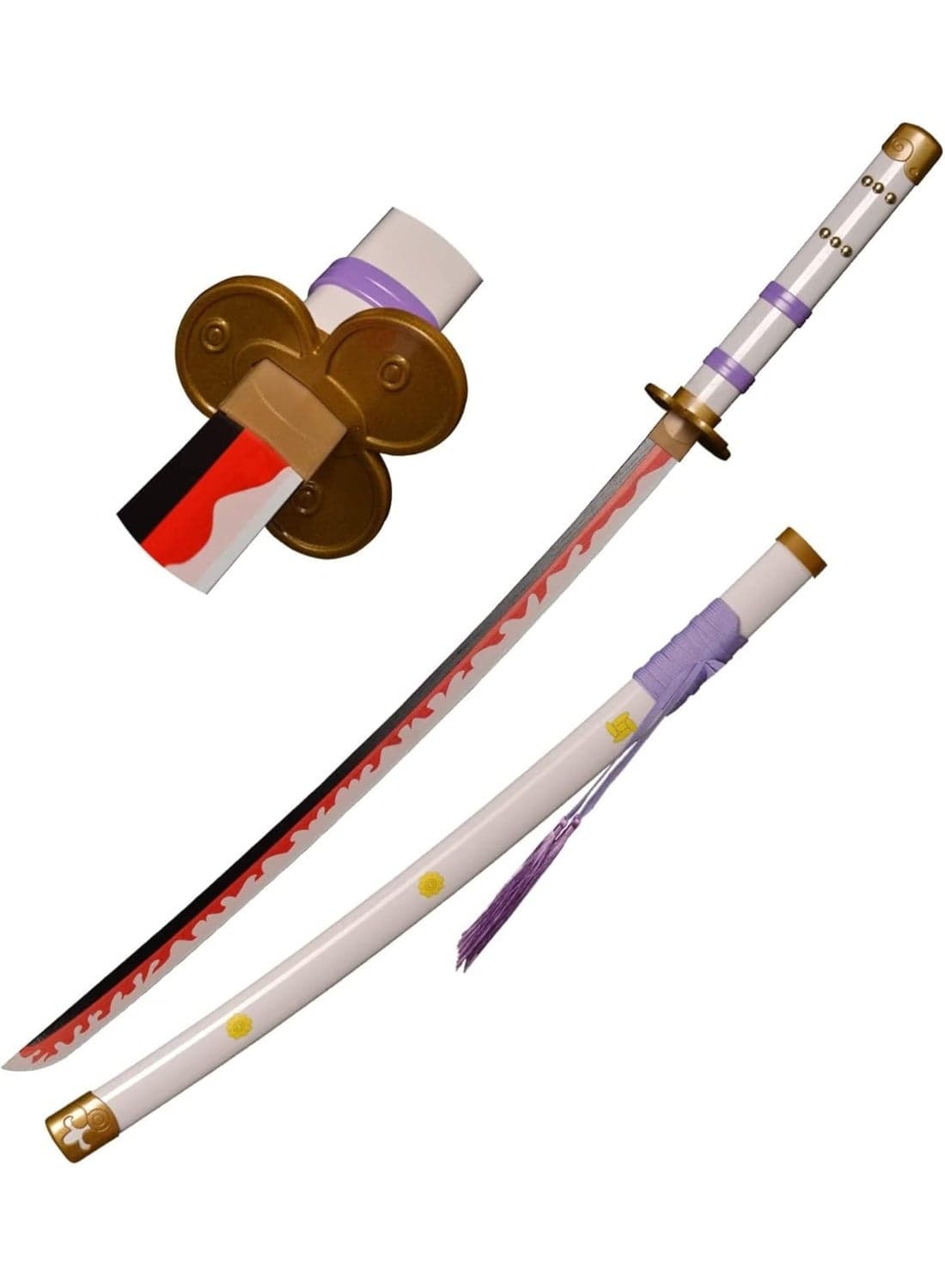 Roronoa Zoro Wooden Sword – 104cm Anime Katana Toy with LED Light | White–Purple Samurai Sword for Kids | Cosplay Sword, Demon Slayer Style Toy, Anime Weapon Playset | ABS Wooden Katana for Boys, Girls, Costume, Role Play & Collectibles