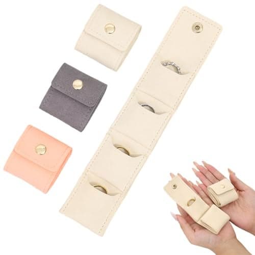 MAYCREATE® Mini Travel Jewelry Bag with Buckle Portable Foldable Travel Jewelry Organizer Case Small Jewellery Box for Earrings, Rings, Necklaces