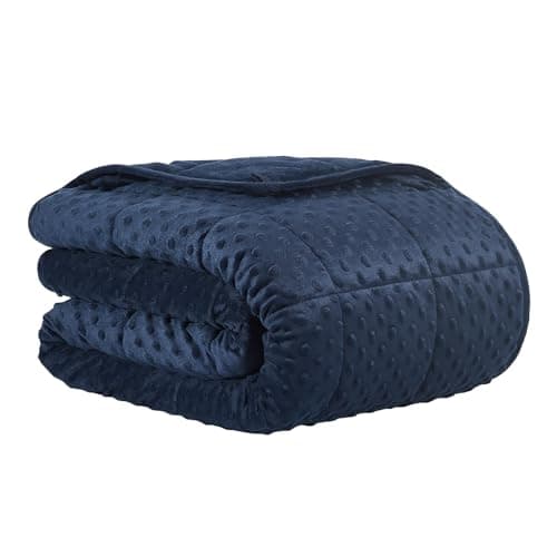 CuteKing Weighted Blanket - Weighted Blanket with Premium Glass Beads - Heavy Blanket Crystal Velvet for Comfort Sleep - Thick Blanket All Season (15lbs, 48"x72", Blue Bubble)