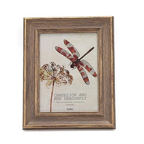 Zhenzan Frames 6x8 Inches Vintage Feel Rustic Picture Frame for Tabletop or Wall Hanging with Glass Front (6x8, Brown)