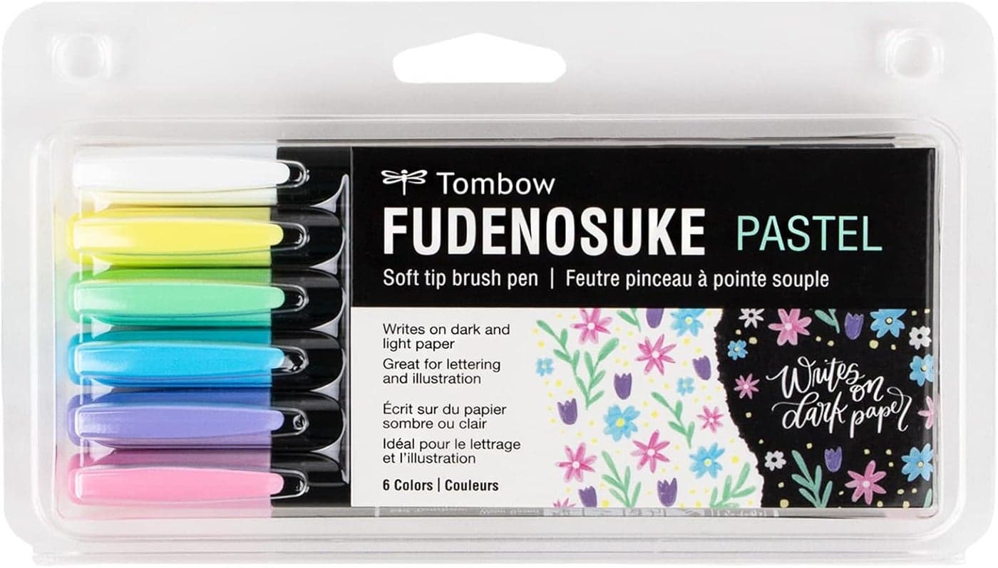 Tombow 56448 Fudenosuke Brush Pens Pastel 6Pack