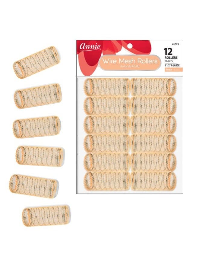 1-1/2" XL Wire Mesh Hair Rollers - 12 Pcs.
