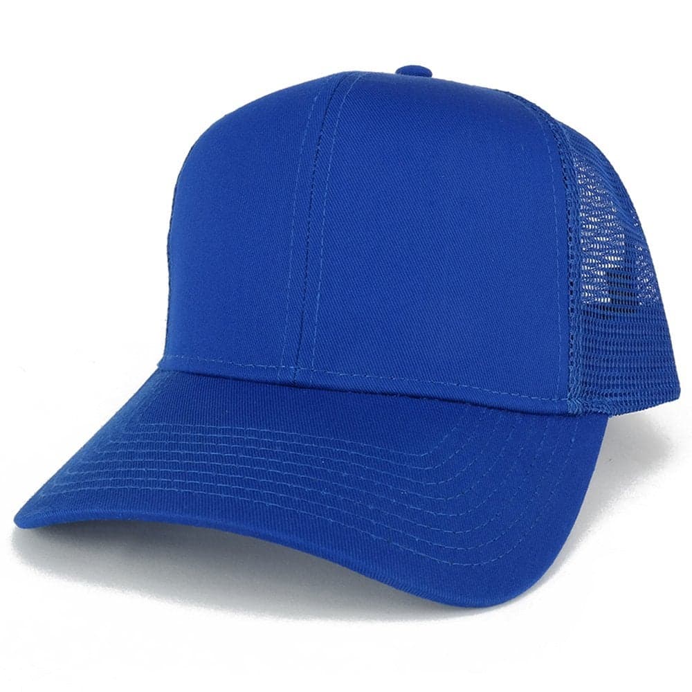 Armycrew XXL Oversize High Crown Adjustable Plain Mesh Back Trucker Baseball Cap - ROYAL