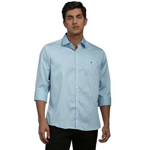 Louis Philippe Men Light Blue Slim Fit Print Full Sleeves Casual Shirt