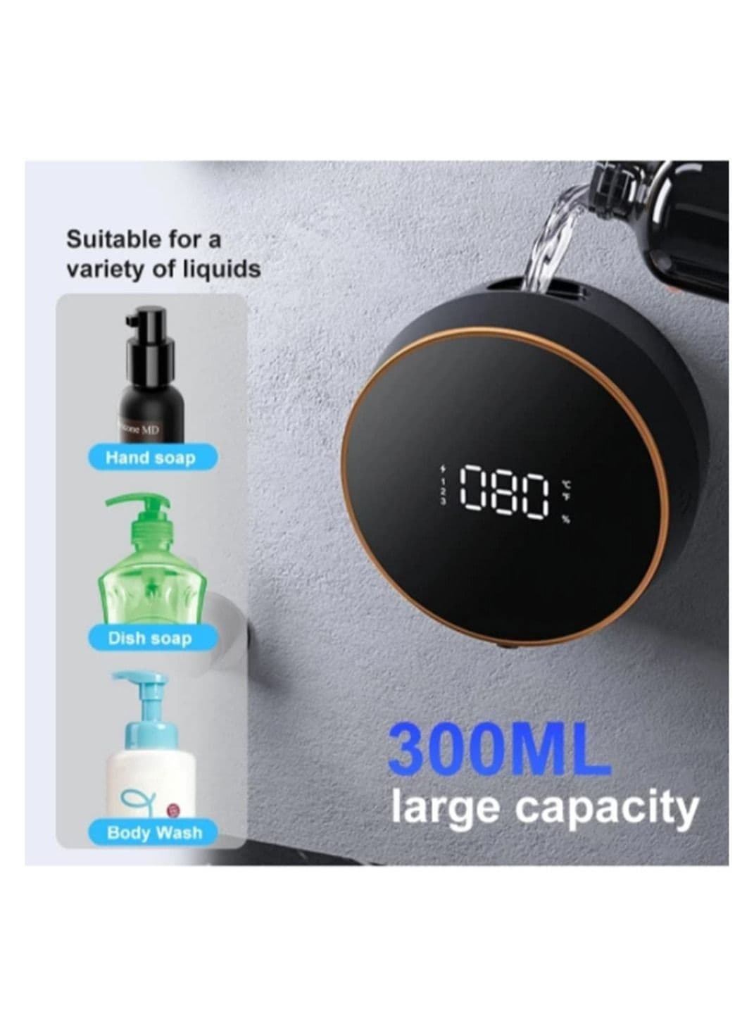 Automatic Soap Dispenser Non-contact Foaming Dispenser with Infrared Sensor Ipx5 Waterproof Class 3 Foam Multi-liquid Use Wall Mounted Easy Installation