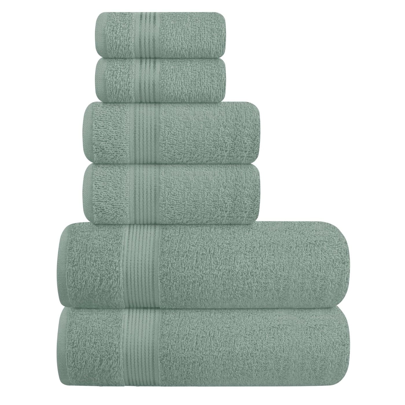 Belizzi Home Ultra Soft 6 Pack Cotton Towel Set Contains 2 Bath Towels 28x55 inch 2 Hand Towels 16x24 inch 2 Wash Coths 12x12 inch Ideal Everyday use Compact Lightweight Jade